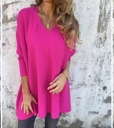 Damen V-Ausschnitt Oversized Pullover EB