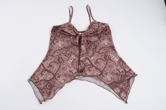 Damen luftiges und elegantes Spaghetti-Trägertop mit floralem Muster EB