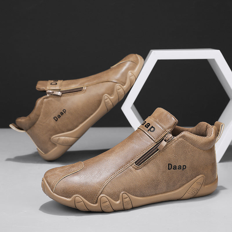 Herren modische Schnürstiefel mit praktischem Reißverschluss und rutschfester Sohle EB