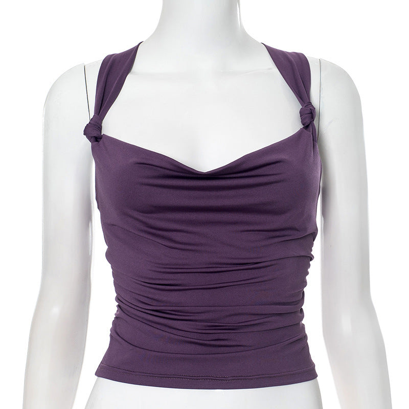 Damen modisches Top mit Knoten-Detail und Raffungen EB