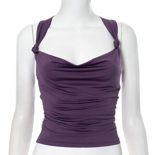 Damen modisches Top mit Knoten-Detail und Raffungen EB