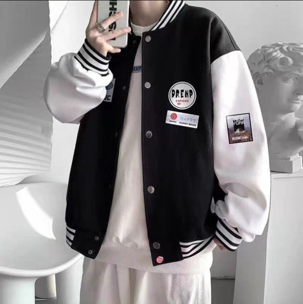 Herren Collegejacke mit praktischen Taschen und Stickereien EB