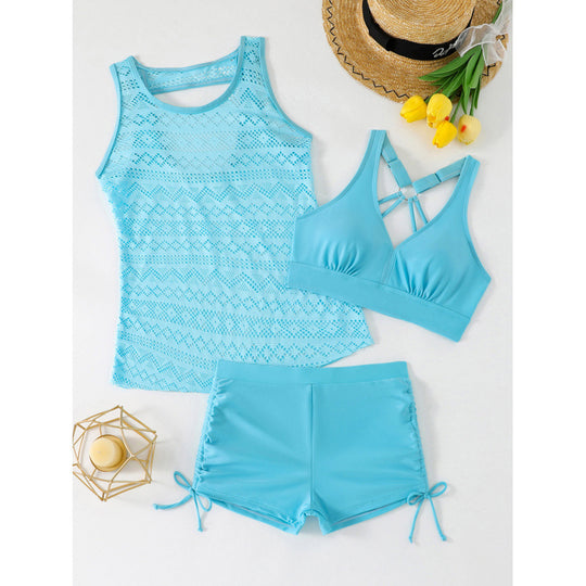 Damen Tankini-Set mit modischem Muster und komfortablem Shorts EB