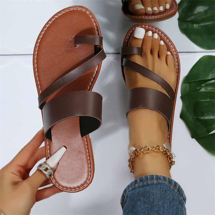 Damen Minimalistische Riemensandalen mit bequemer Sohle EB