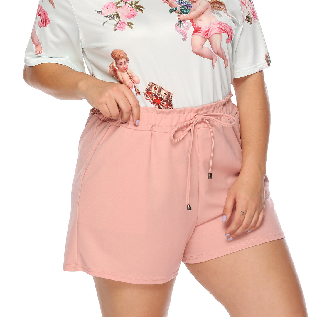 Damen lässiges Oberteil mit einzigartigem Engel-Druck und bequemen Shorts EB