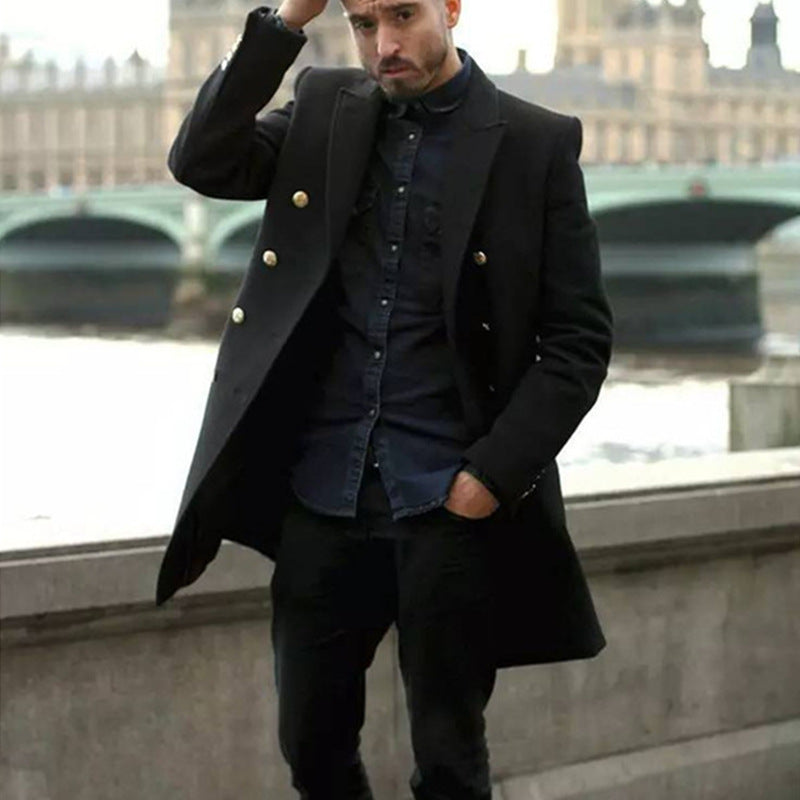 Herren eleganter Doppelreihiger Mantel EB