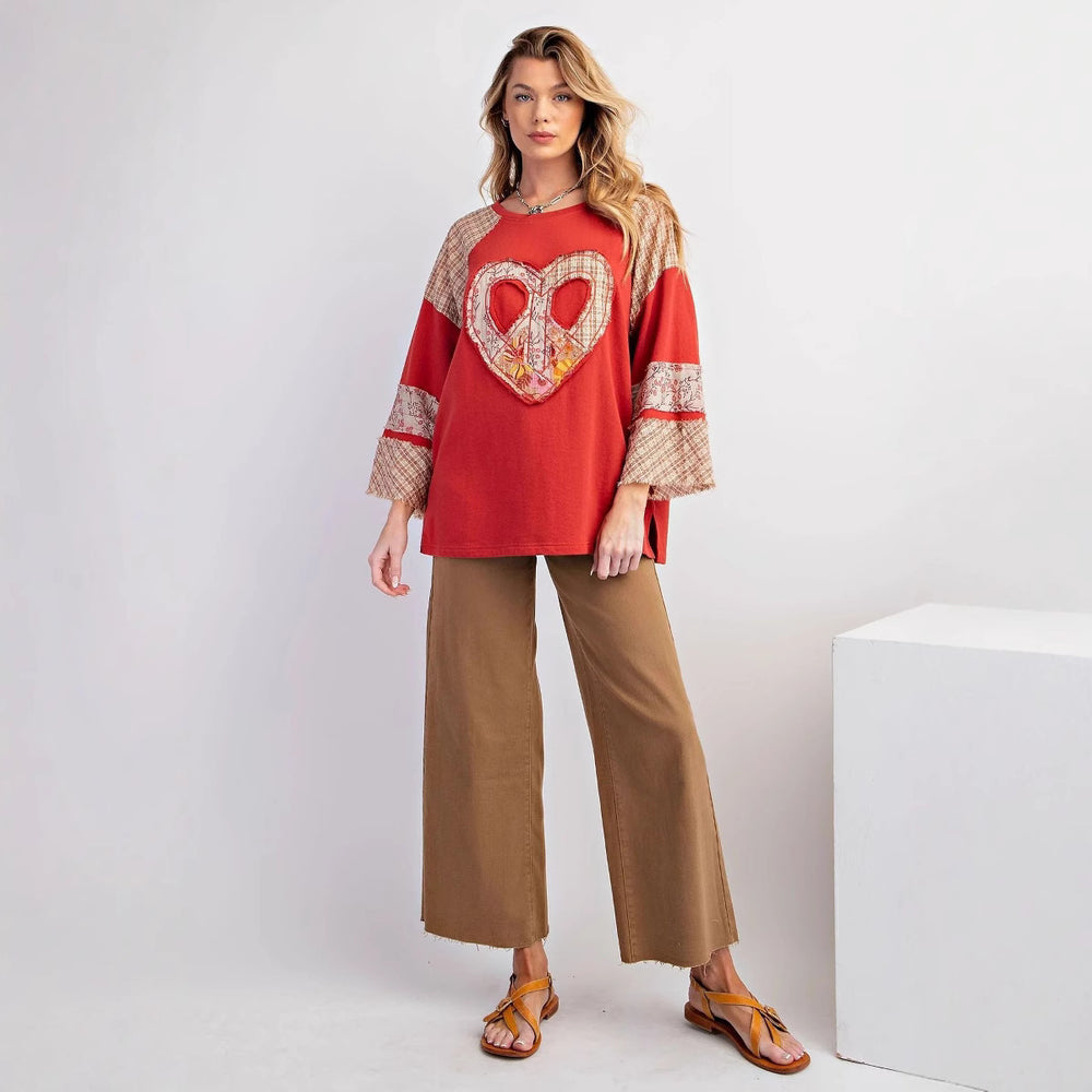 Damen kreatives Sweatshirt mit Patchwork-Design EB