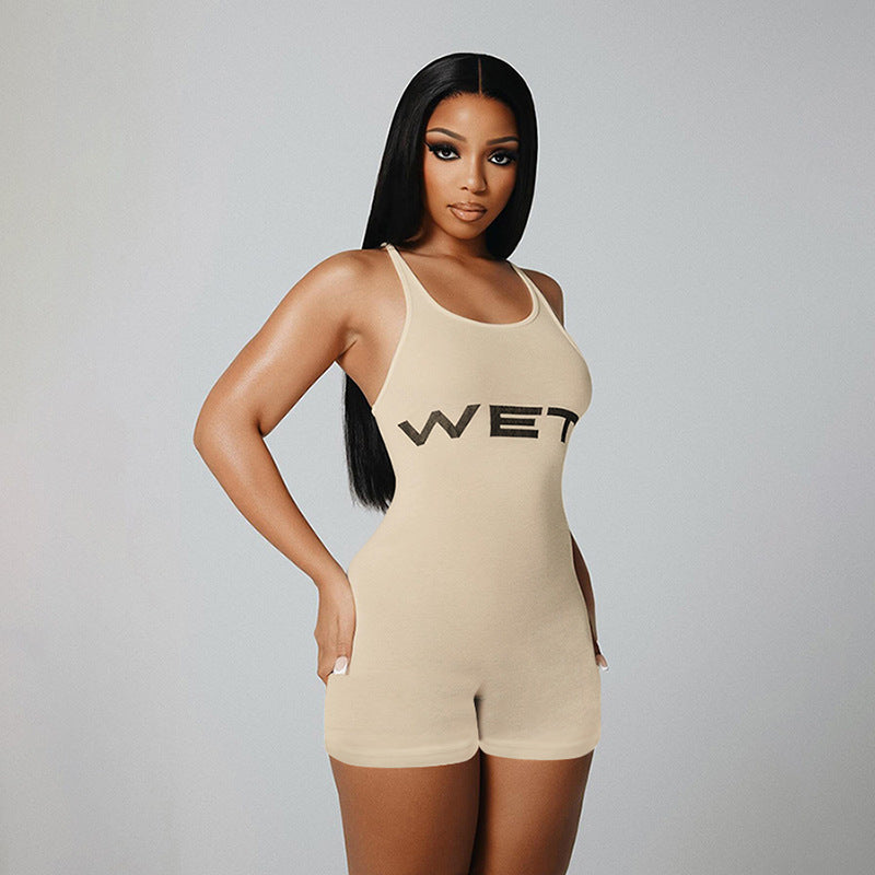 Damen Sportlicher Einteiler mit Racerback und auffälligem Logo EB