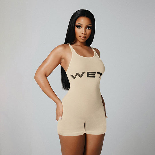 Damen Sportlicher Einteiler mit Racerback und auffälligem Logo EB