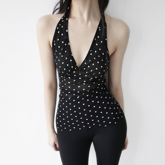 Damen Halterneck Top mit Polka Dots EB