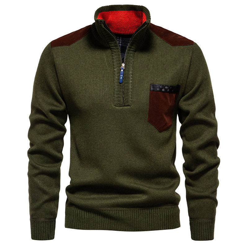 Herren Pullover mit halbhohem Kragen und modischen Akzenten EB