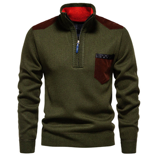 Herren Pullover mit halbhohem Kragen und modischen Akzenten EB