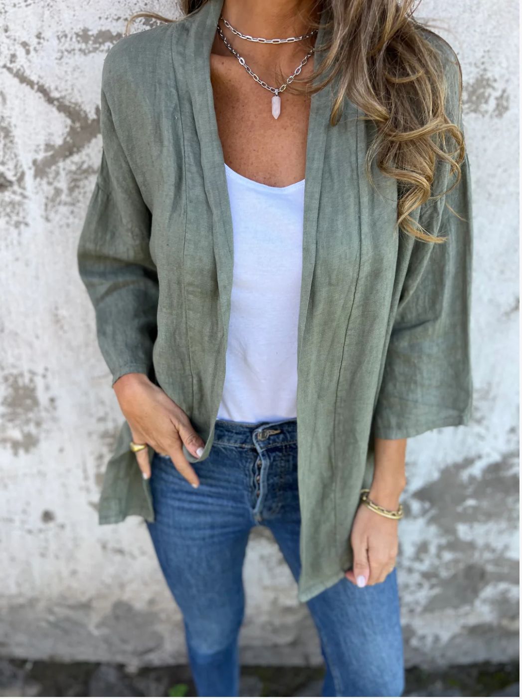 Damen lässige Sommerjacke aus leichtem Leinen EB