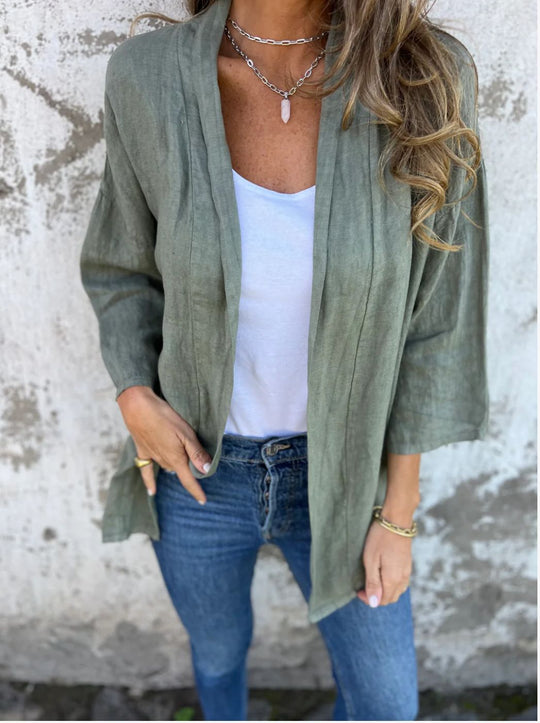 Damen lässige Sommerjacke aus leichtem Leinen EB