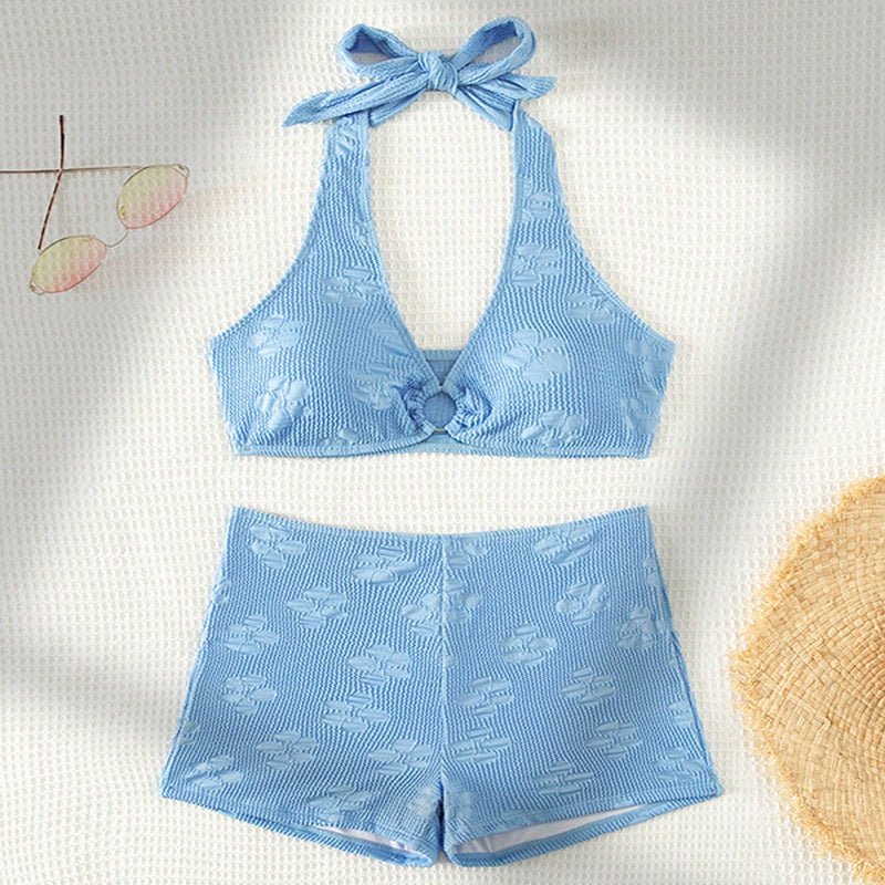 Damen Hoch tailliertes Bikini-Set mit elegantem Ring-Detail EB