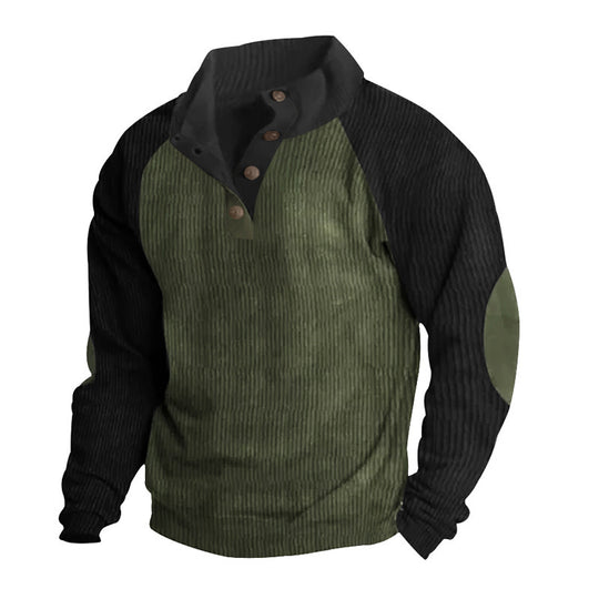 Herren strukturiertes Pullover-Shirt mit Knopfleiste details EB