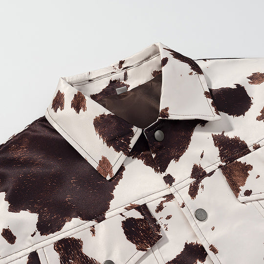 Damen angesagte Kunstlederjacke im angesagten Cow-Print EB