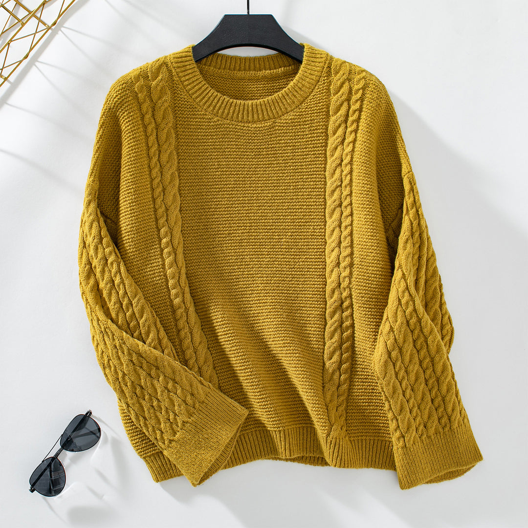 Damen Strickpullover mit strukturiertem Zopfmuster EB