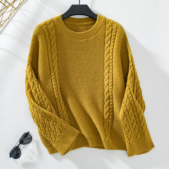 Damen Strickpullover mit strukturiertem Zopfmuster EB