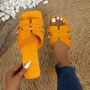 Damen Komfortable Slides mit dekorativen Nieten EB