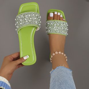 Damen Glitzernde Slipper mit funkelnden Strass-Applikationen EB
