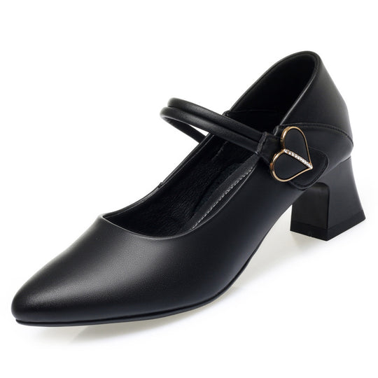 Damen Mary Jane Pumps mit modischem Riemen und elegantem Herzdetail EB