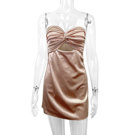 Damen figurbetontes Minikleid mit tiefem Ausschnitt und Knotted Detail EB