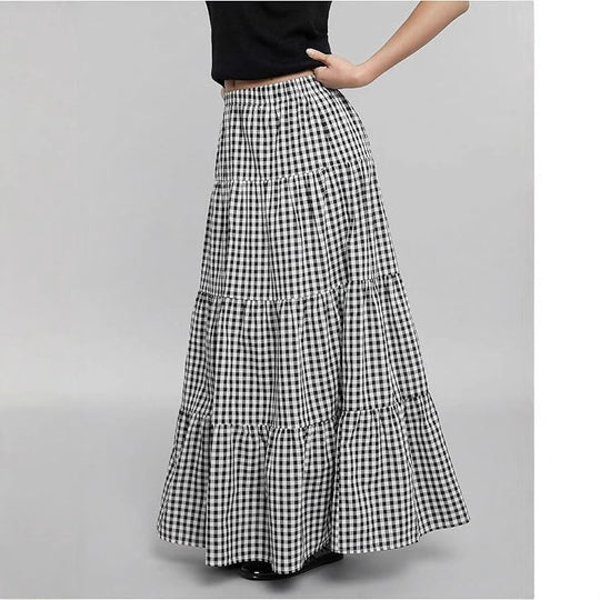 Damen Maxirock mit raffiniertem Karomuster EB