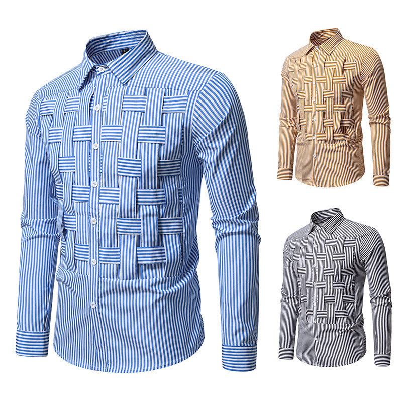 Herren elegantes Hemd mit strukturiertem Streifenmuster EB
