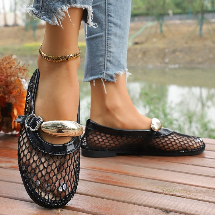 Damen Elegante und luftige Netz-Slipper EB