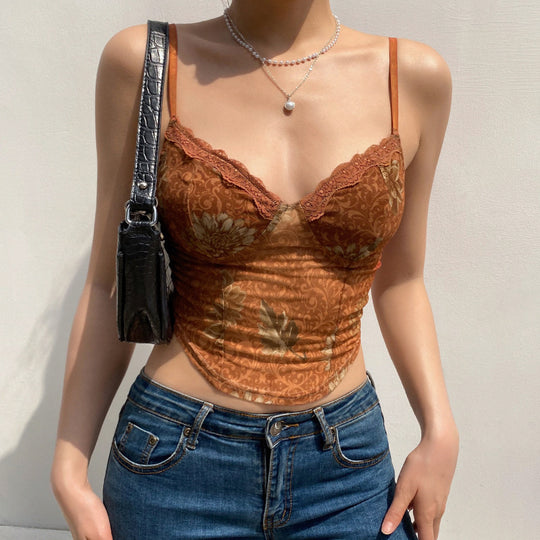 Damen Spitzen-Corsage-Top mit floralem Design und raffiniertem Schnitt EB