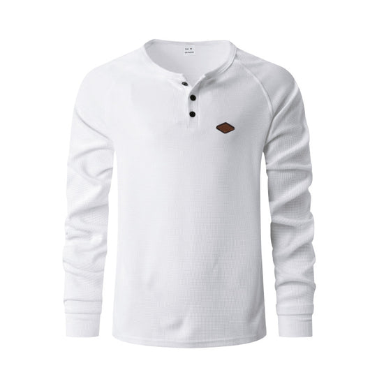 Herren Langarm-Henley-Shirt mit strukturiertem Design und praktischen Knöpfen EB