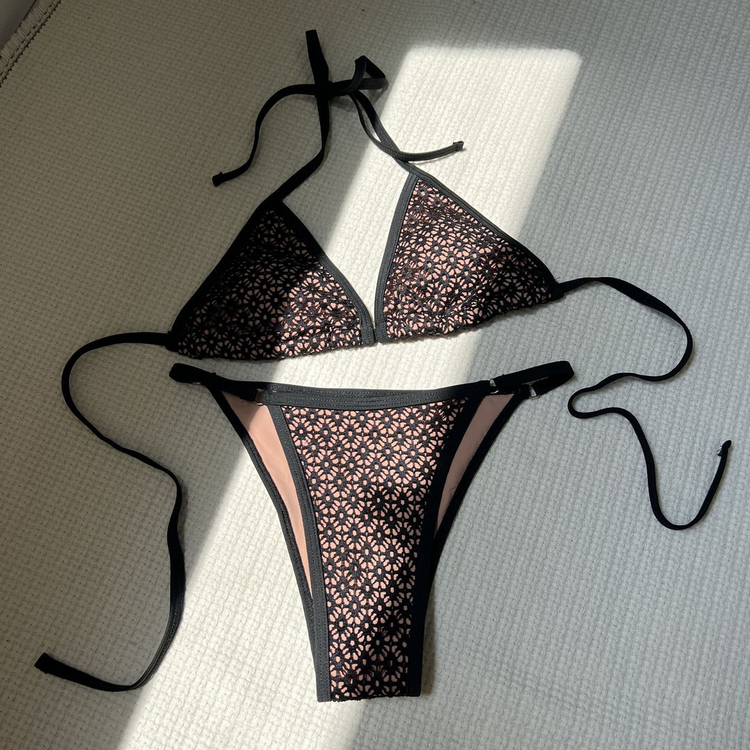 Damen Triangel-Bikini mit filigranem Spitzenmuster EB