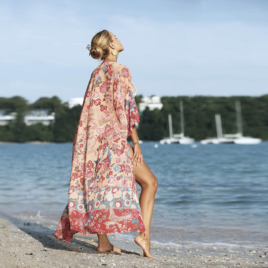 Damen luftige Strandkatze mit floralem Motiv EB