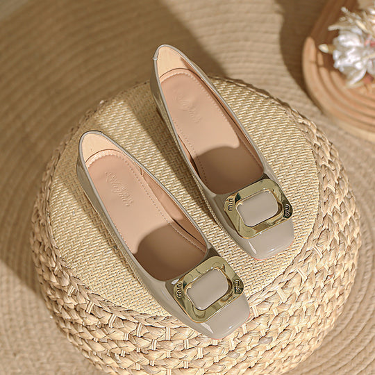 Damen elegante Ballerinas mit glänzender Schnallenapplikation EB