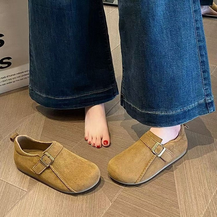 Damen Komfortable Mokassins mit verstellbarem Riemen und weichem Obermaterial EB