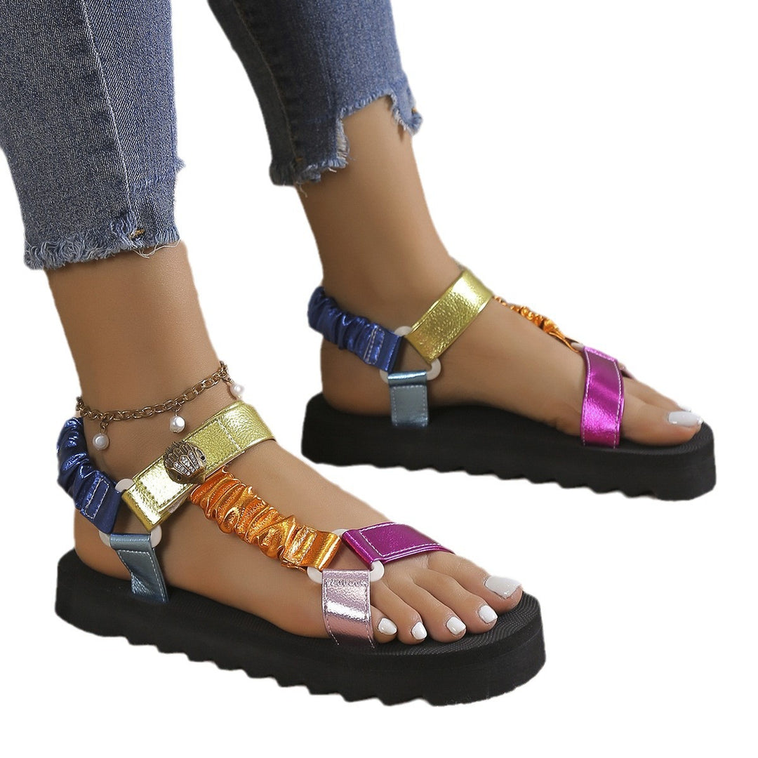 Damen Trendige und bequeme Riemchen-Sandalen mit elastischen Bändern EB