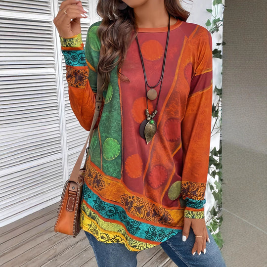 Damen Kunstvoll gestaltetes Langarmshirt EB