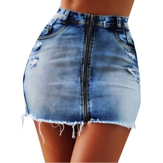 Damen Jeansrock mit innovativem Reißverschluss und lässigem Look EB