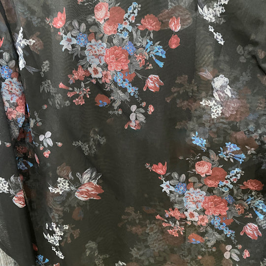 Herren Langarmshirt mit floralem Muster und transparentem Stoff EB