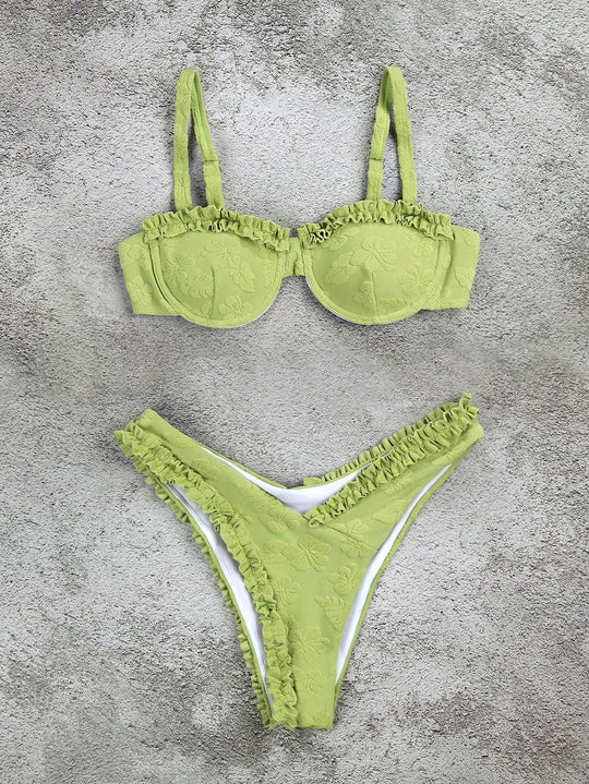 Damen Triangel-Bikini mit funkelndem Glitzereffekt und charmantem Stern-Detail EB