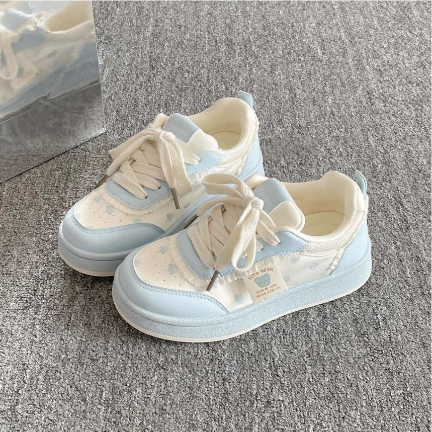Damen Sportliche Sneaker mit niedlichem Tiermotiv und elastischen Schnürsenkeln EB