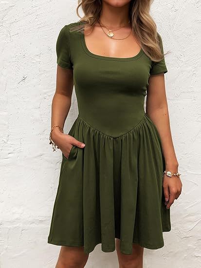 Damen Kurzarm Kleid EB