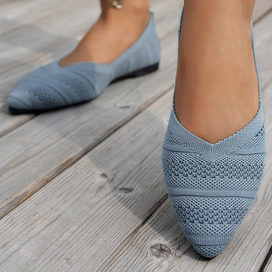 Damen Spitzer Ballerinas aus atmungsaktivem Strickmaterial mit flexibler Sohle EB