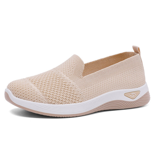 Damen nan gestrickter Slip-On Komfortsneaker mit sockenähnlicher Passform, atmungsaktivem Strickoberteil und stoßdämpfender EVA-Zwischensohle EB