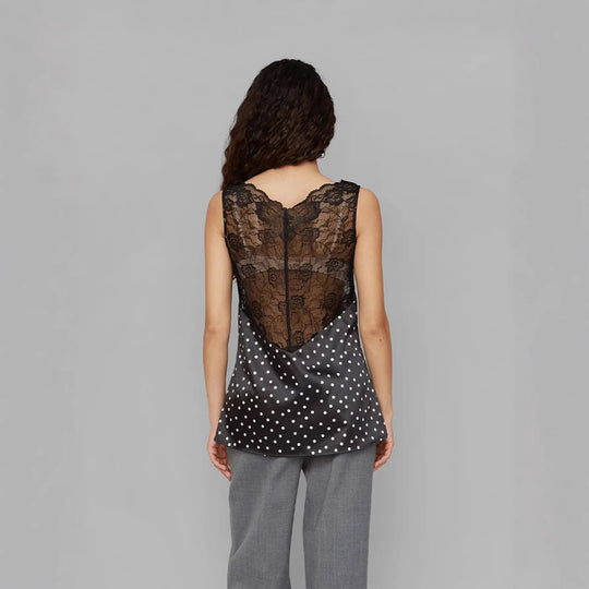 Damen Spitzen-Cami mit Polka-Dots und eleganten Details EB