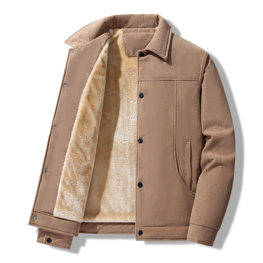Herren Cordjacke im lässigen Worker-Style mit Druckknopfverschluss und seitlichen Eingrifftaschen EB