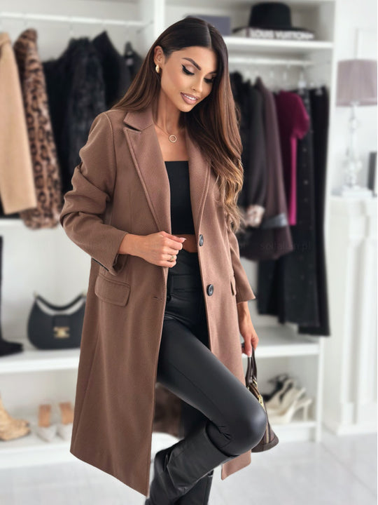 Damen Klassischer Oversized-Mantel mit elegantem Reverskragen und praktischen Taschen EB
