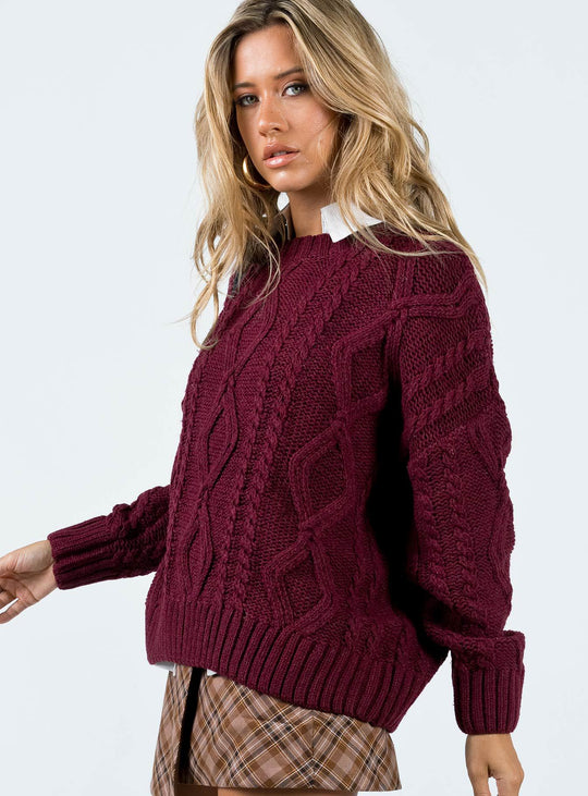 Damen Grobstrickpullover mit voluminösen Ärmeln und klassischem Zopfmuster EB
