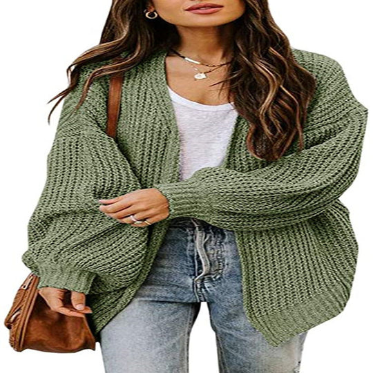 Damen Großer Strickpullover mit voluminösen Ärmeln und lässigem Schnitt EB